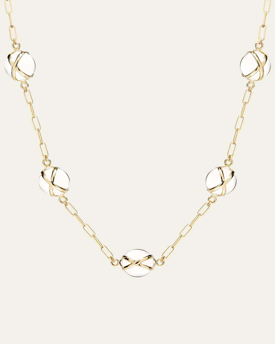 Prisma 18k Gold Paperclip Chain Necklace with Quartz Crystal